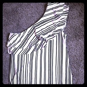 New with Tags One Shoulder Striped Top